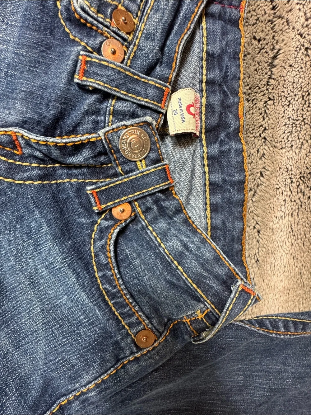 Vintage True Religion Joey Big T Jeans 24 Made USA Y2K